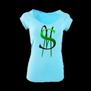 Women's blue self-made shirt
